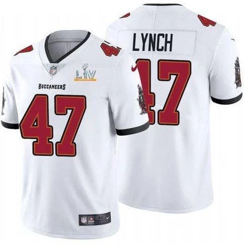 Men Tampa Bay Buccaneers 47 John Lynch Nike White Super Bowl LV Limited NFL Jersey